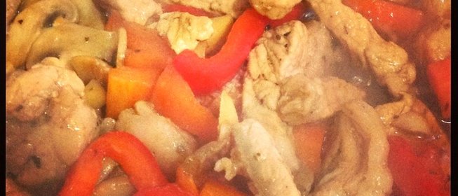 Свинина стир фрай с грибами и овощами