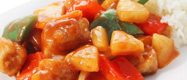 Свинина с персиками в соевом соусе со специями