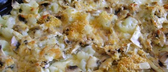 Цветная капуста с грибами в духовке