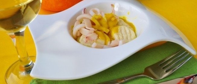 Ньокки с кальмарами в тыквенном соусе