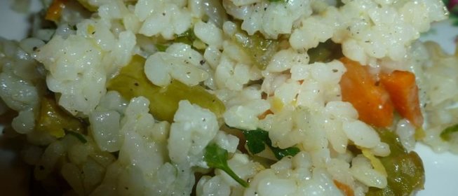 Ризотто со спаржей и горошком