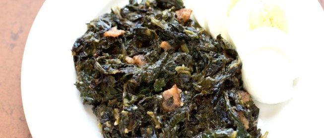 Шпинат с беконом