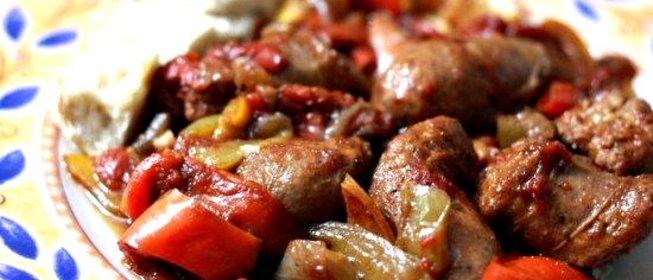Колбаса с болгарским перцем и луком