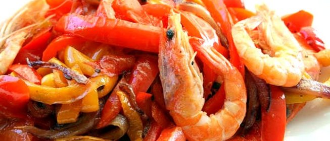 Креветки со сладким перцем