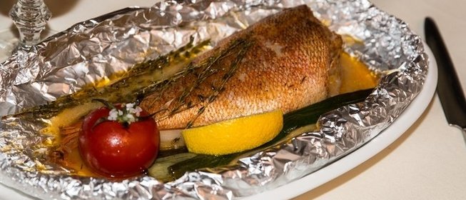 Черноморский окунь в фольге