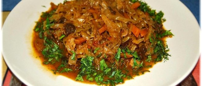 Капуста, тушеная с говядиной