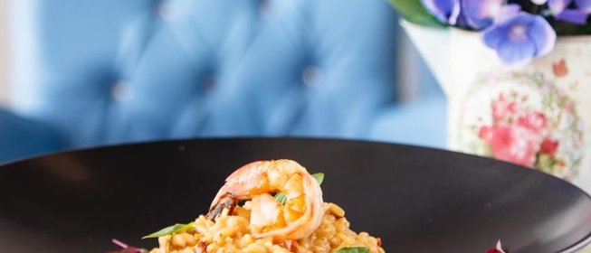Ризотто с креветками и вяленными томатами