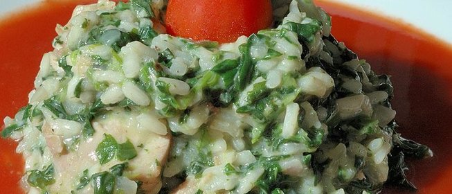 Ризотто с курицей и шпинатом