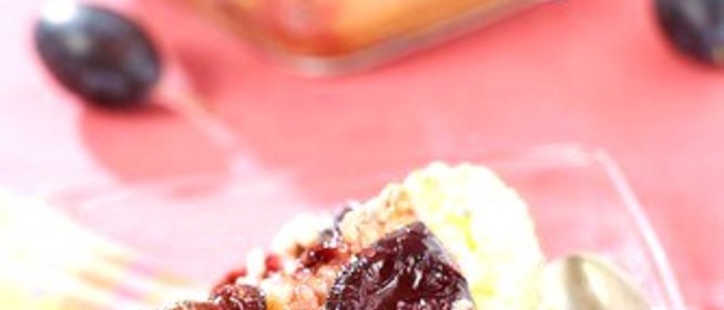 Ризотто с кокосовым молоком и сливами, запечеными в марсале с корицей