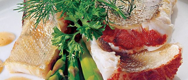 Филе судака с сабайоном и марсалой