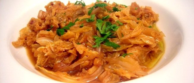 Постная тушеная капуста