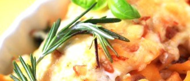 Сливочный гратен с курицей и тыквой