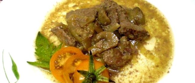 Печень с грибами в сметане