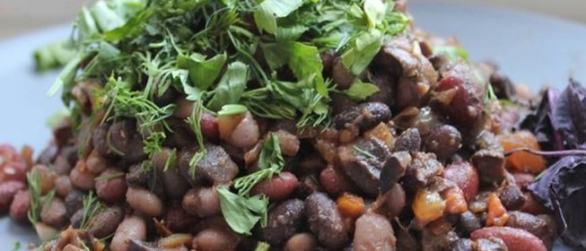 Лобио с грибами