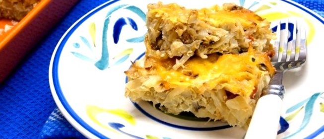 Запеканка из капусты с перловкой и грибами