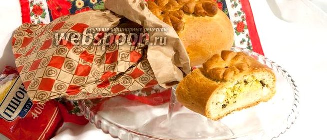 Кулебяка с морской капустой, пшеном и яйцами