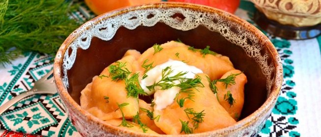 Вареники с картофелем из тыквенного теста