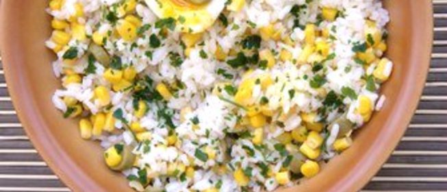 Летний плов с кукурузой и мятой