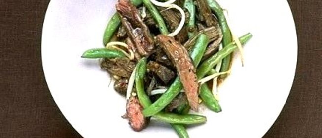 Глазированная говядина с зеленой фасолью