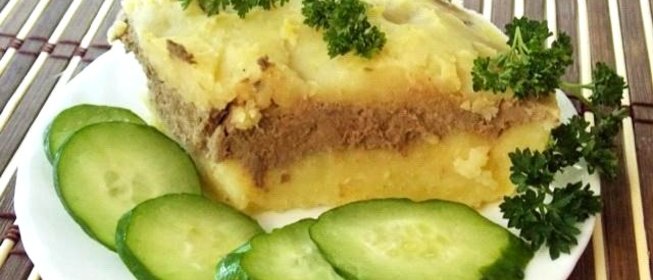 Запеканка из куриной печени и картофеля