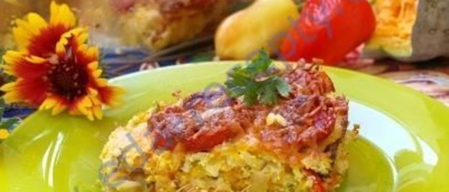 Тыквенно-рисовая запеканка с помидорами