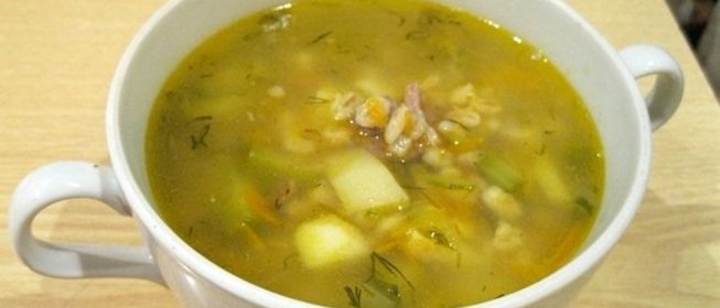 Рассольник с перловкой