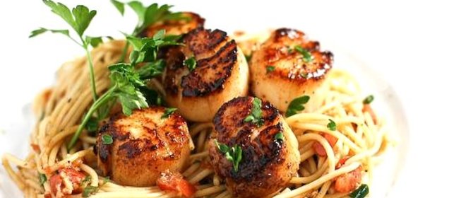 Паста с морскими гребешками