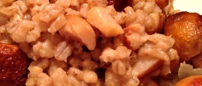 Перловка с белыми грибами