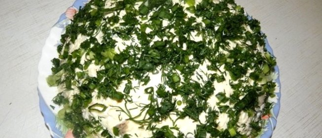 Салат с кальмарами и грибами