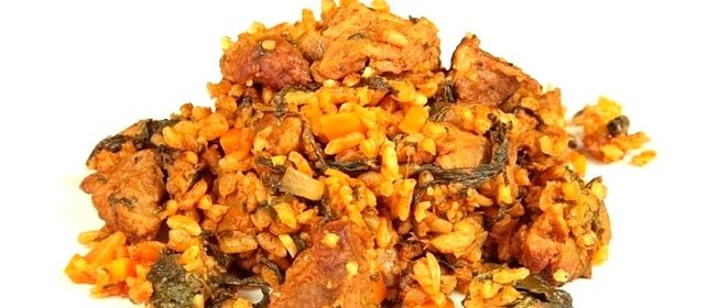 Рис с мясом и овощами на пару