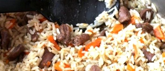 Плов с сердечками куриными