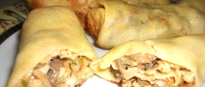 Блины с мясом и грибами