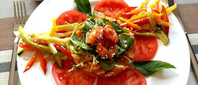 Имбирный «плов» с креветками