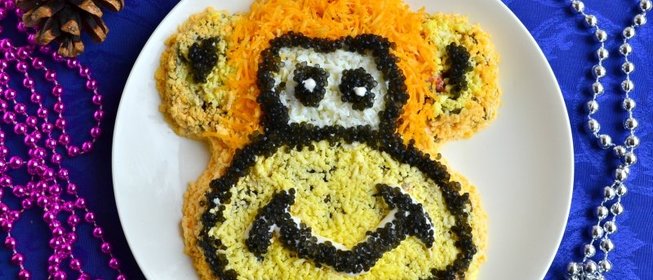 Салат Обезьяна с картофелем и морской капустой