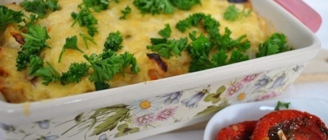 Запеканка из свежей капусты с перловкой и грибами