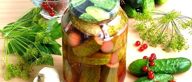 Огурцы, консервированные со смородиновым соком