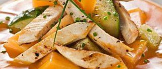 Салат из курицы с дыней