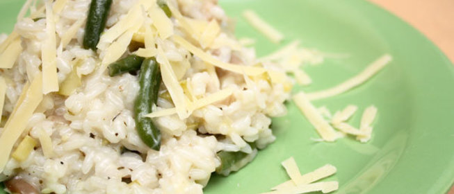 Зеленое ризотто с грибами