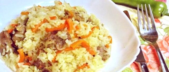 Плов из куриных желудков