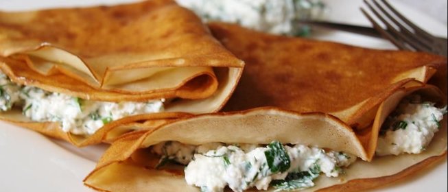 Блинчики с творогом и зеленью