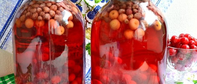 Вишнево-клубничный компот с мятой на зиму