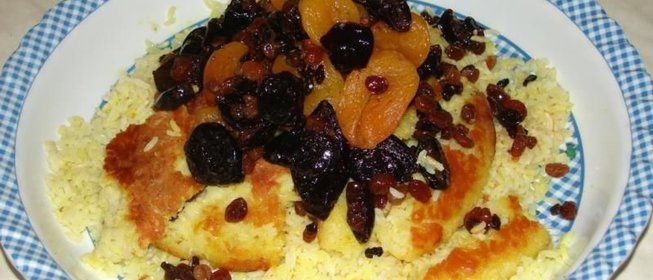 Азербайджанский сладкий плов с изюмом и сухофруктами