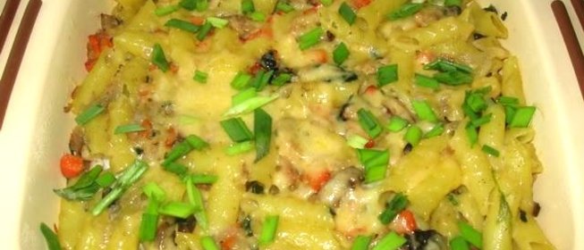 Запеканка с мясом и макаронами