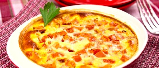 Омлет с ветчиной и помидорами