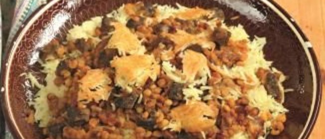 Плов с бараниной и айвой