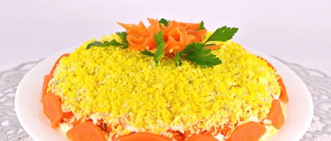 Салат Мимоза с картофелем и твердым сыром