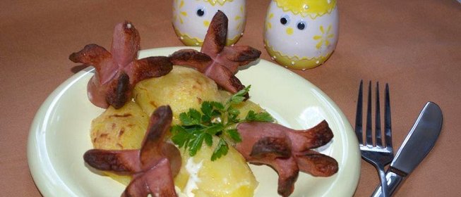 Картофель с сосисками