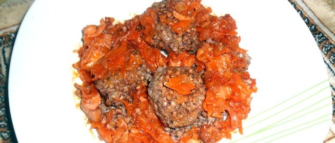 Обжаренная гречка с мясом