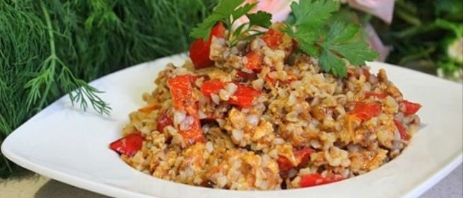 Гречневая каша с болгарским перцем и фаршем