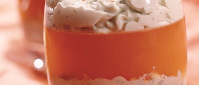 Желе из грейпфрута с сыром и розовым перцем